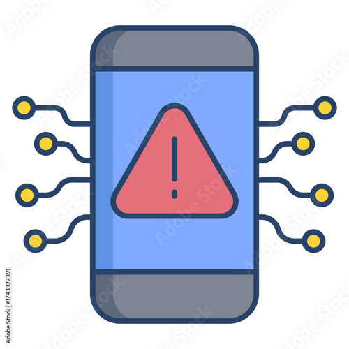 technology warning linear color icon design
