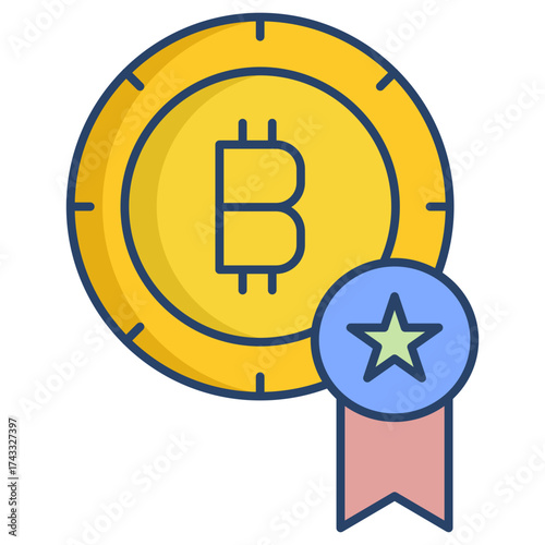 bitcoin verified linear color icon design