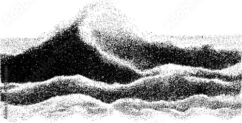 Abstract vector illustration of wave patterns in black and white. Simple design focusing on texture and movement in a minimal style.