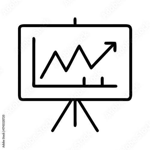 Graph presentation showing upward trend on easel display   
