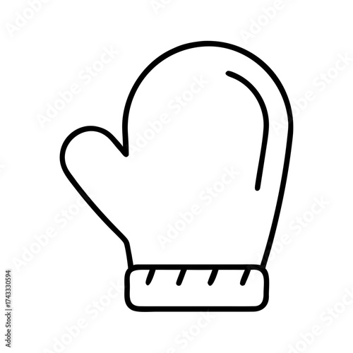 Outline of a mittens with ribbed cuff in minimalistic style  