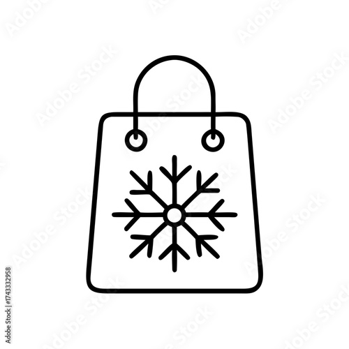 Winter shopping bag with snowflake design in minimalist style  