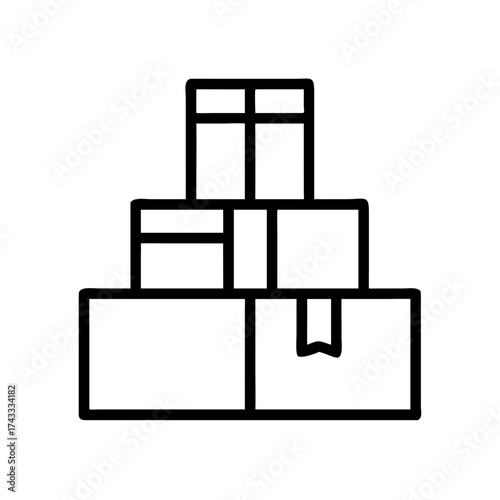 Stacked gift boxes with ribbons in minimalist line art style  