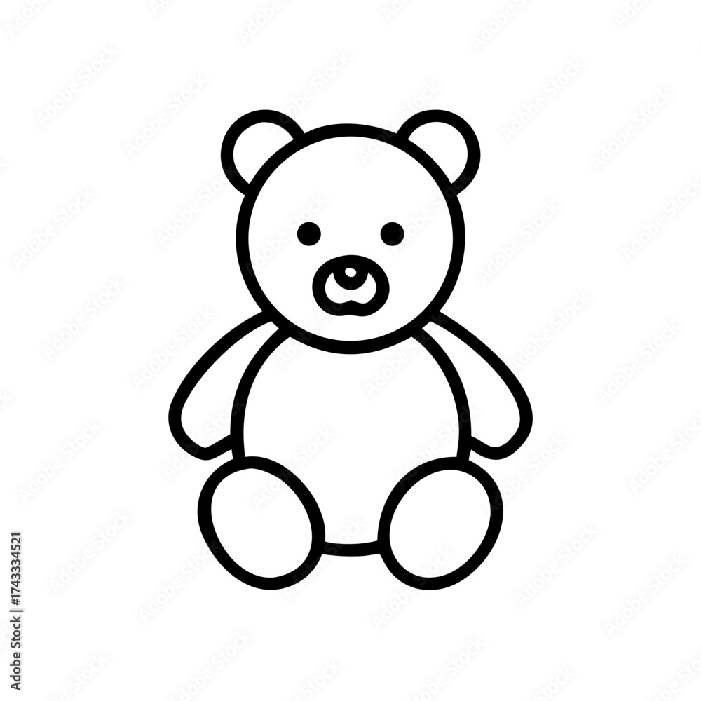 Fototapeta premium Outline of a teddy bear toy in a simple minimalist design 