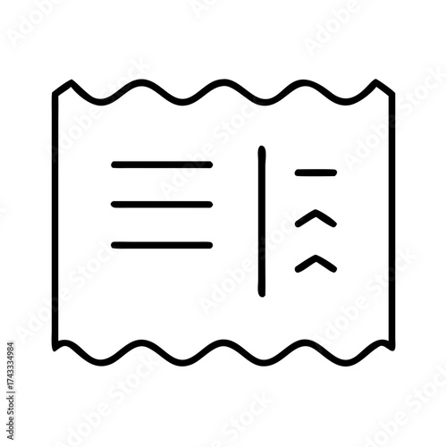 Line art icon of a receipt with check marks and details  