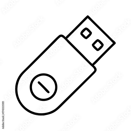 USB flash drive icon in minimalist line art design  