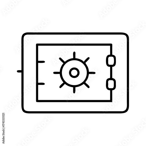 Safe with combination lock outline illustration for security concept  