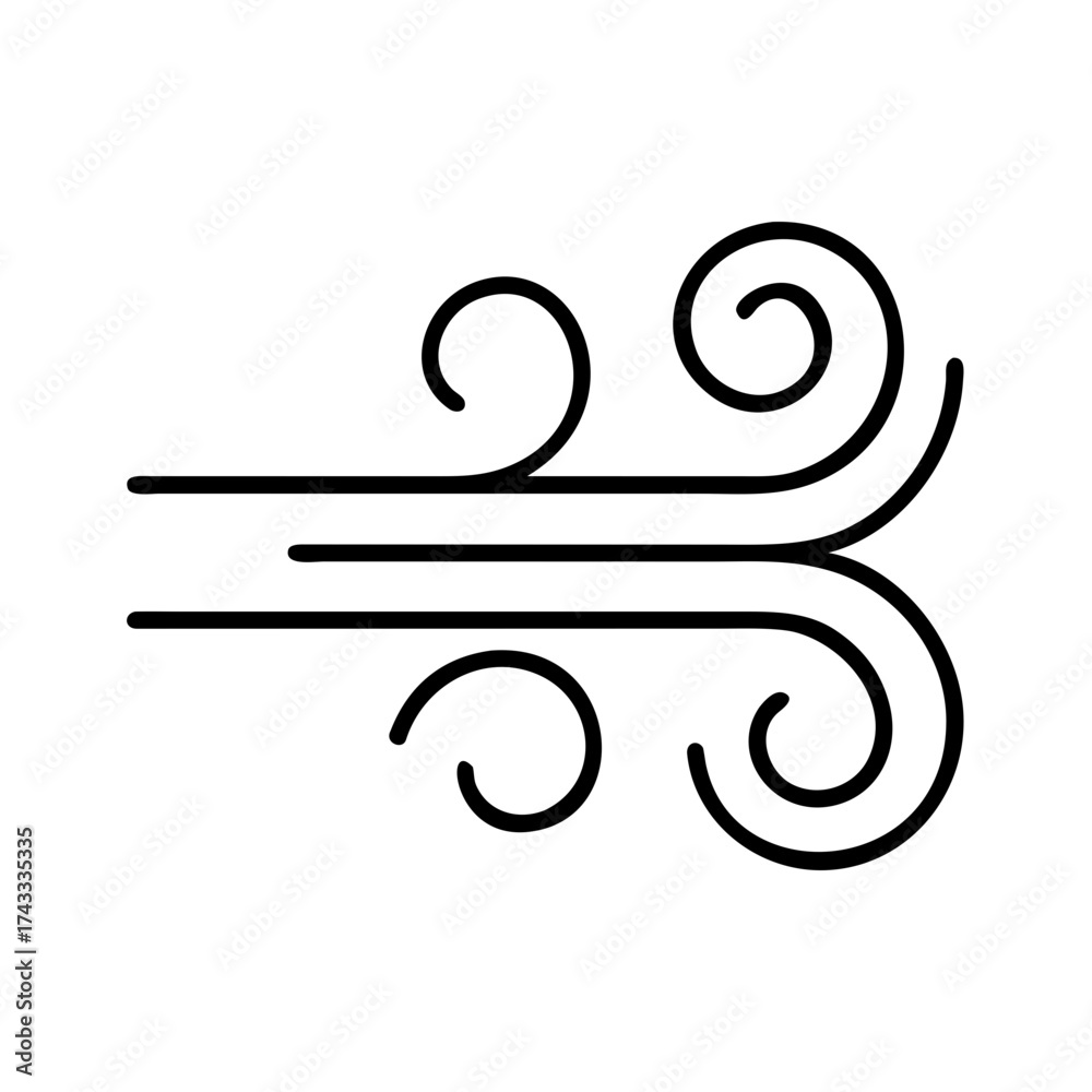 Obraz premium Wind icon with swirling lines in minimalist design illustrating elements 