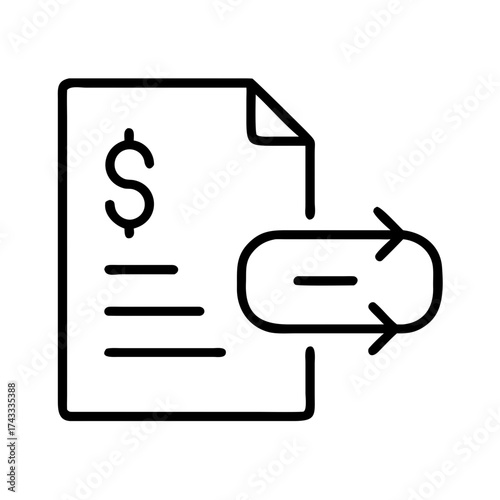 Invoice with dollar sign and arrows representing money transfer concept of icons  