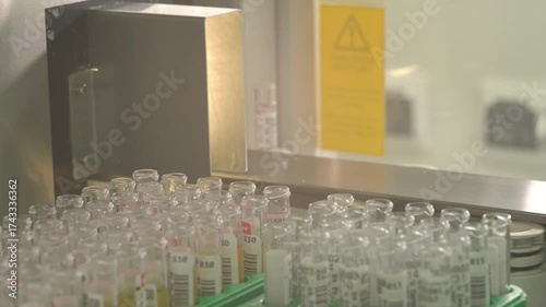 robot moves test tubes with samples