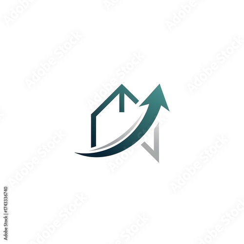 Free Download Modern abstract house icon with upward trending arrow symbolizing growth and success - GFXLoad
