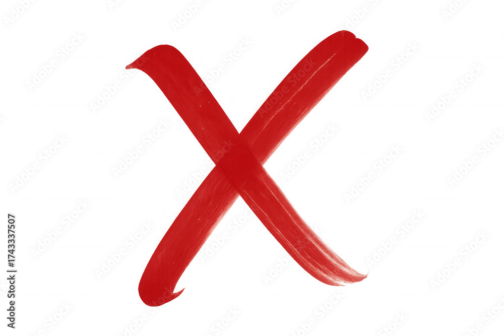 Obraz premium Hand drawing red 'x' mark symbolizing incorrect, wrong, error, cancel, rejection, denial, or close on transparent background