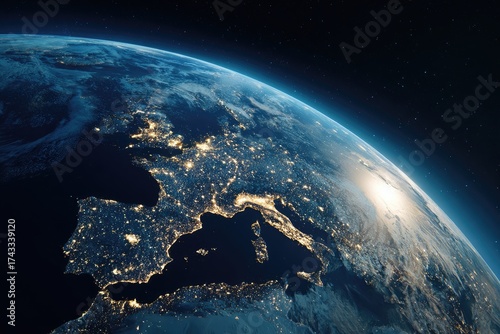 Earth's European lights at night, seen from space