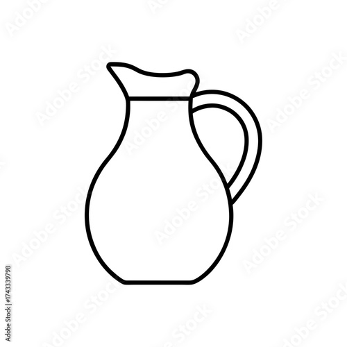 Outline drawing of a simple pitcher on transparent background