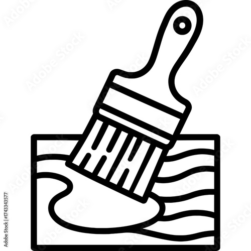 Wood stain brush applicator outline icon vector