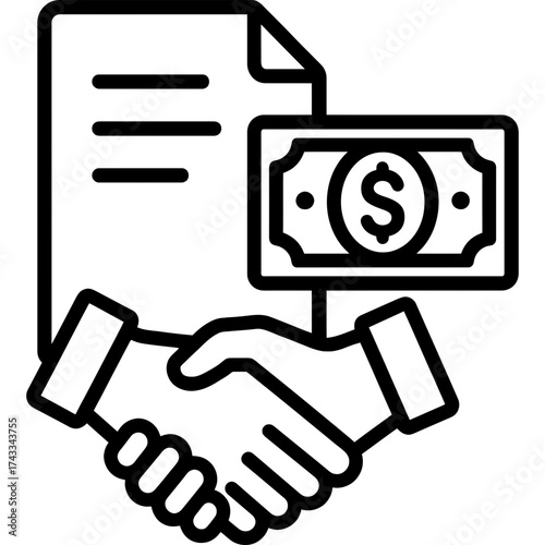 Settlement agreement resolution money outline icon vector