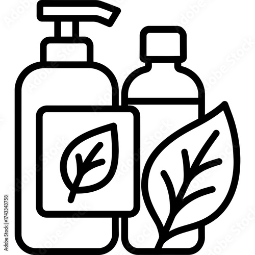 Organic spa products with natural ingredients outline icon vector