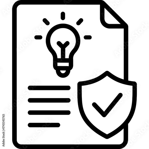 Patent document invention protection outline icon vector