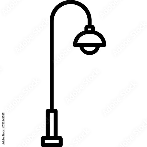 Street light pole lamp outline icon vector