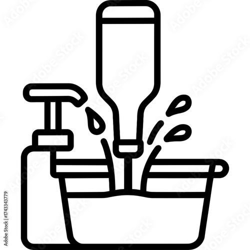 Bottle rinser outline icon vector