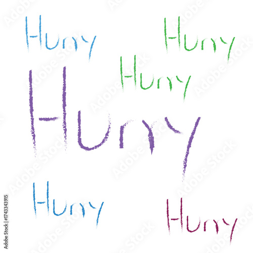 Hurry Hand-Lettered Urgency Text in Purple and Green