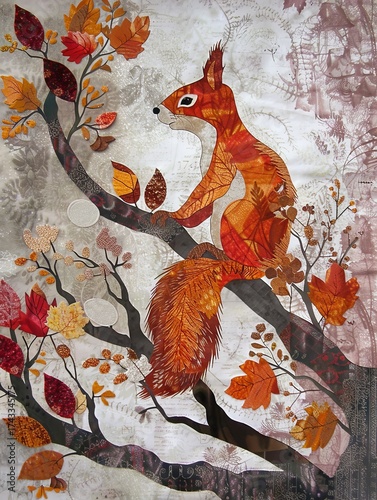 
squirrel application from autumn leaves.