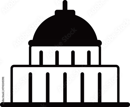 国会議事堂のアイコン　モノトーン