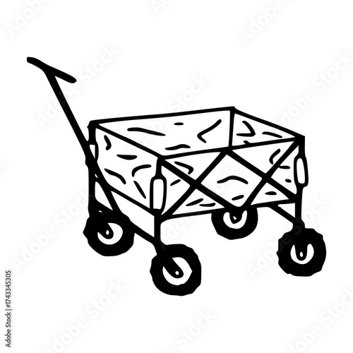 hand-drawn collapsible beach wagon
