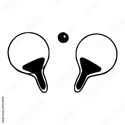 pin pong paddles and ball line art