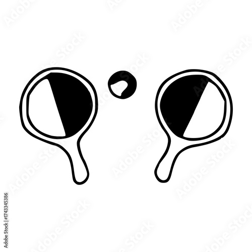 pin pong paddles and ball line art