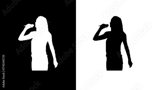 women singer silhouette vector illustration, women singing silhouette, mic, singing, girl, violinist, woman, couple, people, vector, illustration, love, black, fashion, body, dance, art, child,