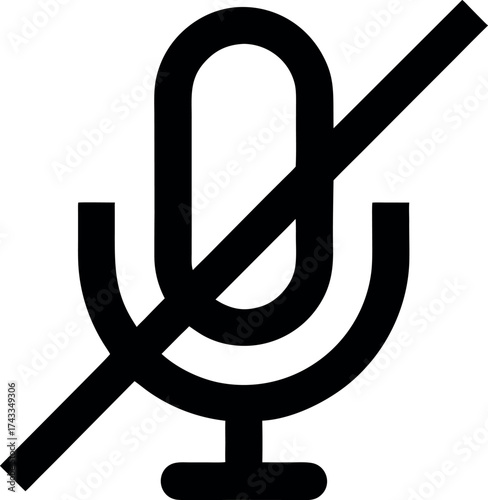 Mute Icon In Blue Monochrome Flat Design, Vector Illustration