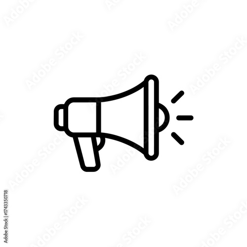 Simple line art icon of a megaphone announcing information loudly and clearly