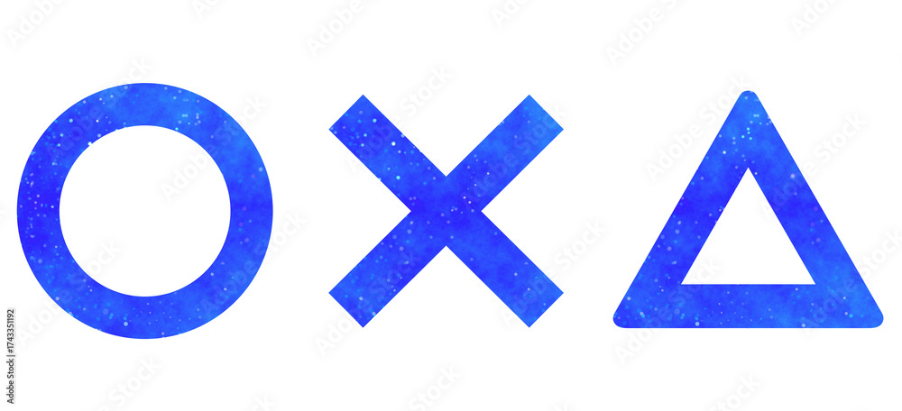 Fototapeta premium 青い星空｜マル・バツ・三角のイラスト