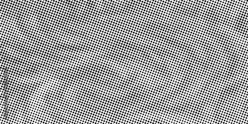 Black polka dots seamless pattern on white background. Halftone minimalist abstract wall in diagonal lines.