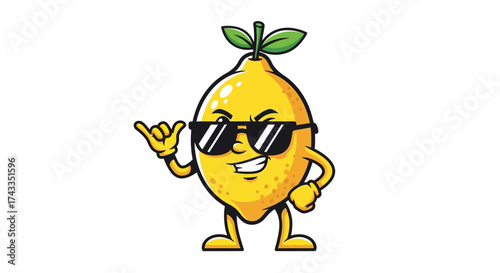 A cool and cheerful lemon character with sunglasses exuding positivity and good vibes a summer icon