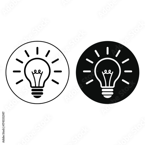 Minimalist light bulb icons simple symbols for ideas innovation and energy concepts