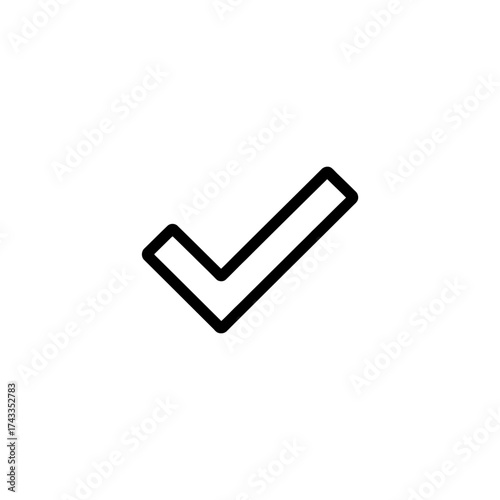 Simple hand drawn black check mark icon for approval success and tasks completed symbol