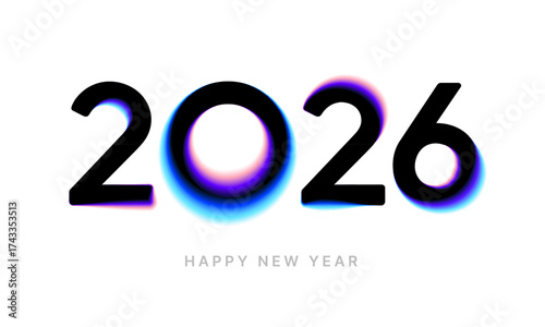 2026 logo design with colorful gradient mesh. 2026 number design for New Year. Sign for postcard, poster, banner or social media.