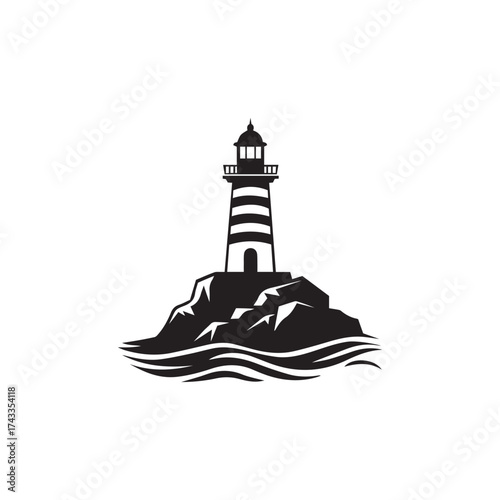 Minimalist lighthouse silhouette vector perfect for marine and coastal themes