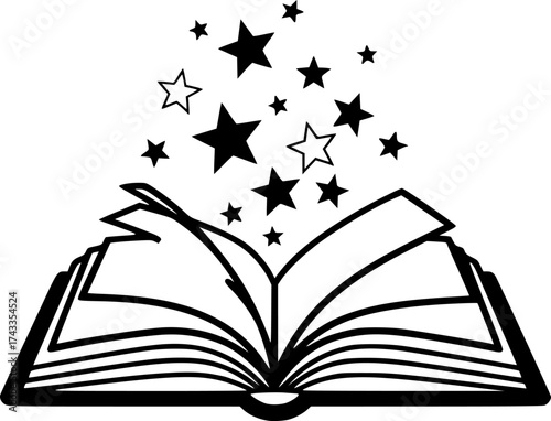 Magic spell book, illustration, vector art