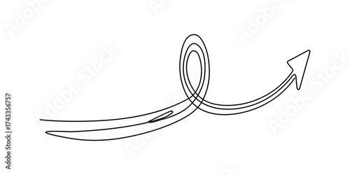 Long curvy hand drawn arrow  continuous one line drawing