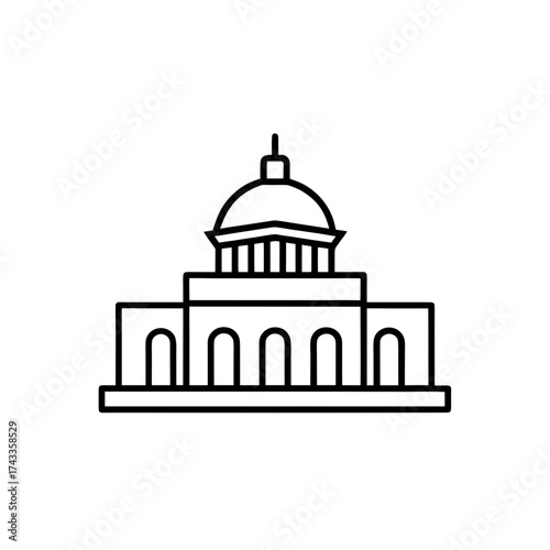 parliament house icon line art vector illustration transparent background