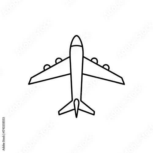 passenger plane icon line art vector illustration transparent background