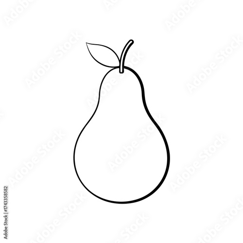 pear icon line art vector illustration transparent background