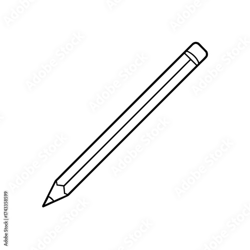 pencil icon line art vector illustration transparent background