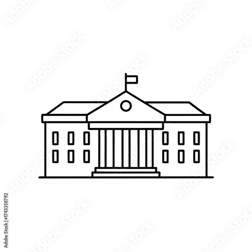 presidential palace icon line art vector illustration on transparent background