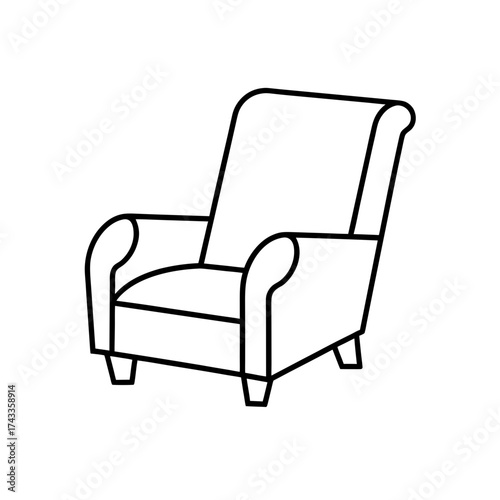 recliner chair icon line art vector illustration on transparent background