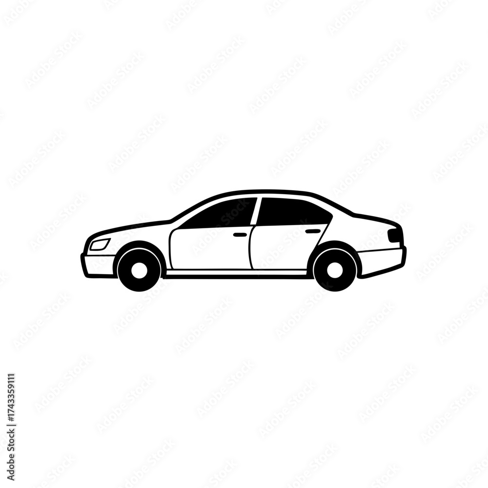 Naklejka premium sedan icon line art vector illustration on transparent background