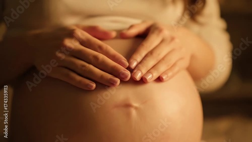 Wallpaper Mural Pregnancy Joy - Expectant Mothers Heartfelt Connection with Her Unborn Child. Torontodigital.ca